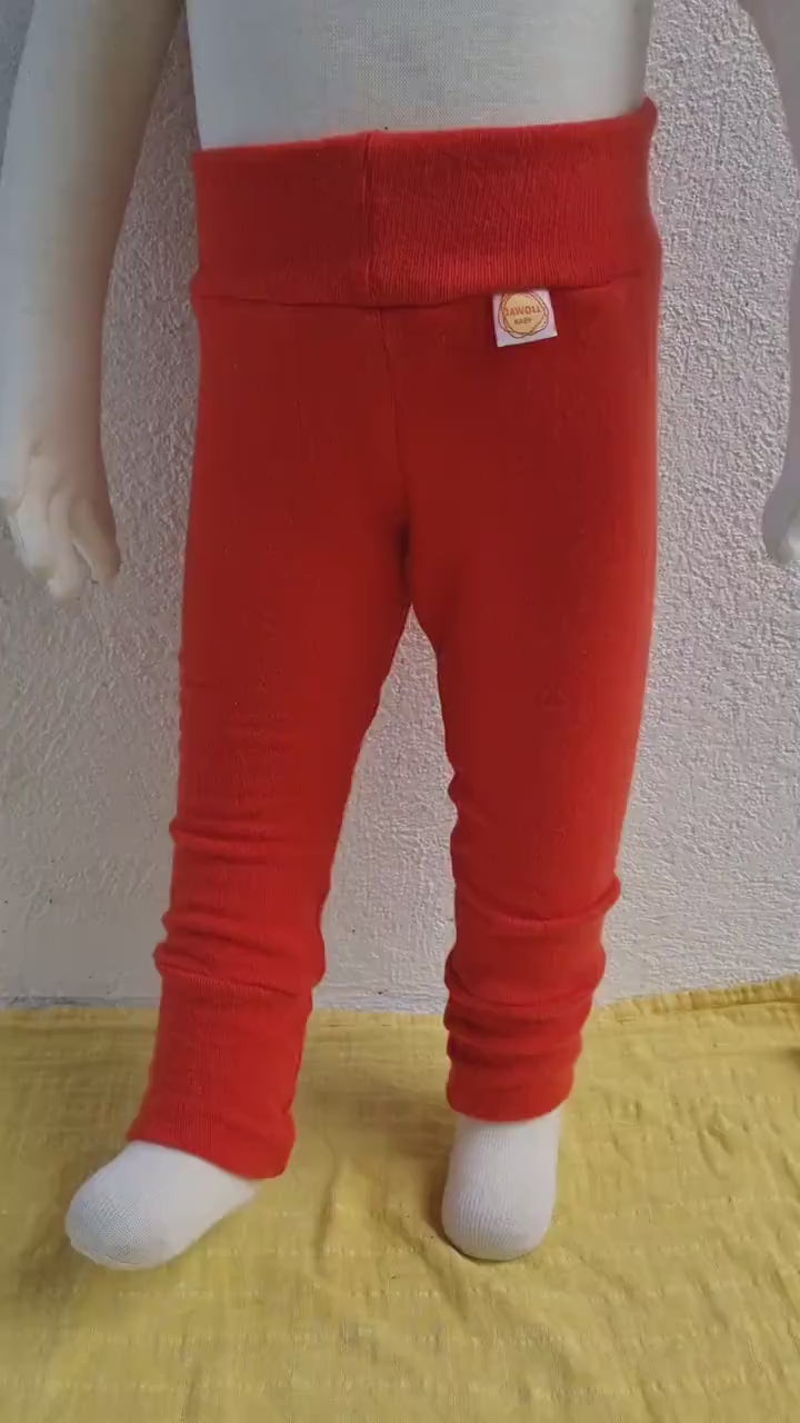 Mitwachs-Hose für Babys Kleinkinder 74/80 aus 100% Upcycling Kaschmir in Korallorange