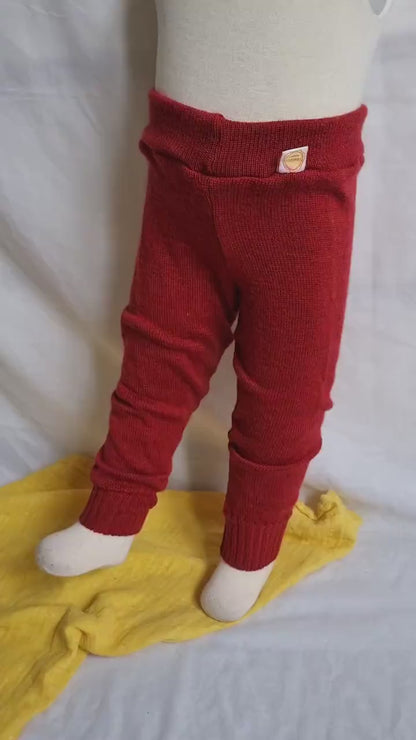 Leggings für Kleinkinder 86/92 aus 100% Upcycling Wolle in Rot