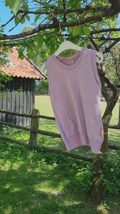 Oberteil Tanktop Pullunder Unterhemd 86/92 aus Upcycling-Seide-Mix in Pastell-Lila Flieder