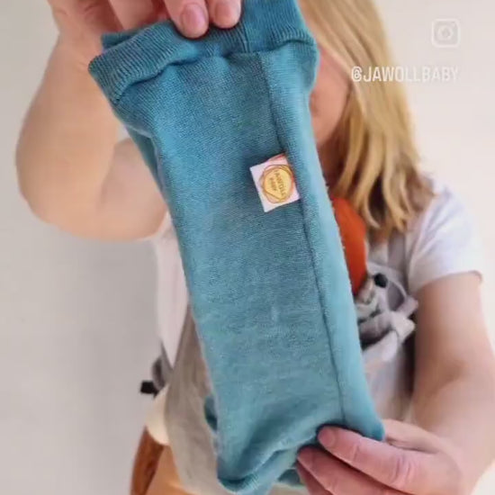 Tragestulpen Beinstulpen Baby 0-6 Monate aus Upcycling-Wolle Ockergelb natürlicher Sonnenschutz im Sommer für Babys und Kleinkinder