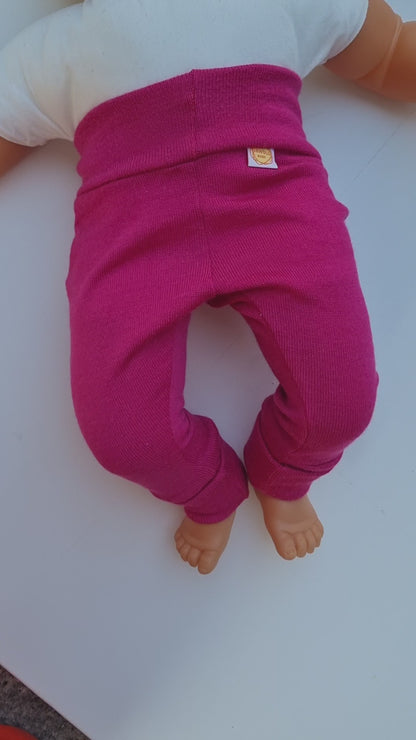 Mitwachs-Hose für Babys 62/68 aus Upcycling-Wolle in Pink