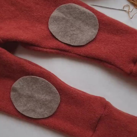 1 Paar Wollwalk Flicken Patches Oval aus Upcycling-Wolle zum Kleidung reparieren in Beige