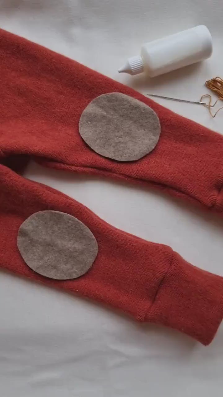 1 Paar Wollwalk Flicken Patches Oval aus Upcycling-Wolle zum Kleidung reparieren in Beige