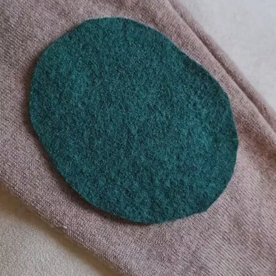 1 Paar Wollwalk Flicken Patches Upcycling-Wolle zum Wollkleidung reparieren in Dunkelgrün Oval-Form