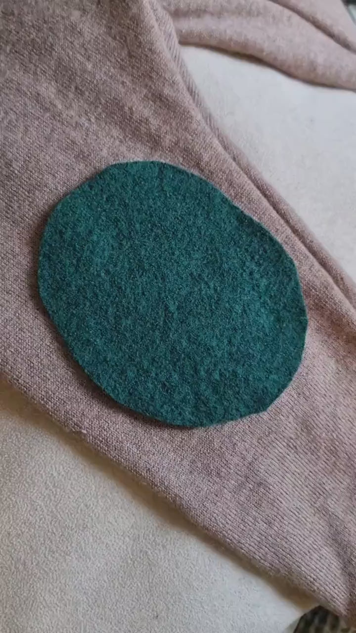 1 Paar Wollwalk Flicken Patches Upcycling-Wolle zum Wollkleidung reparieren in Dunkelgrün Oval-Form