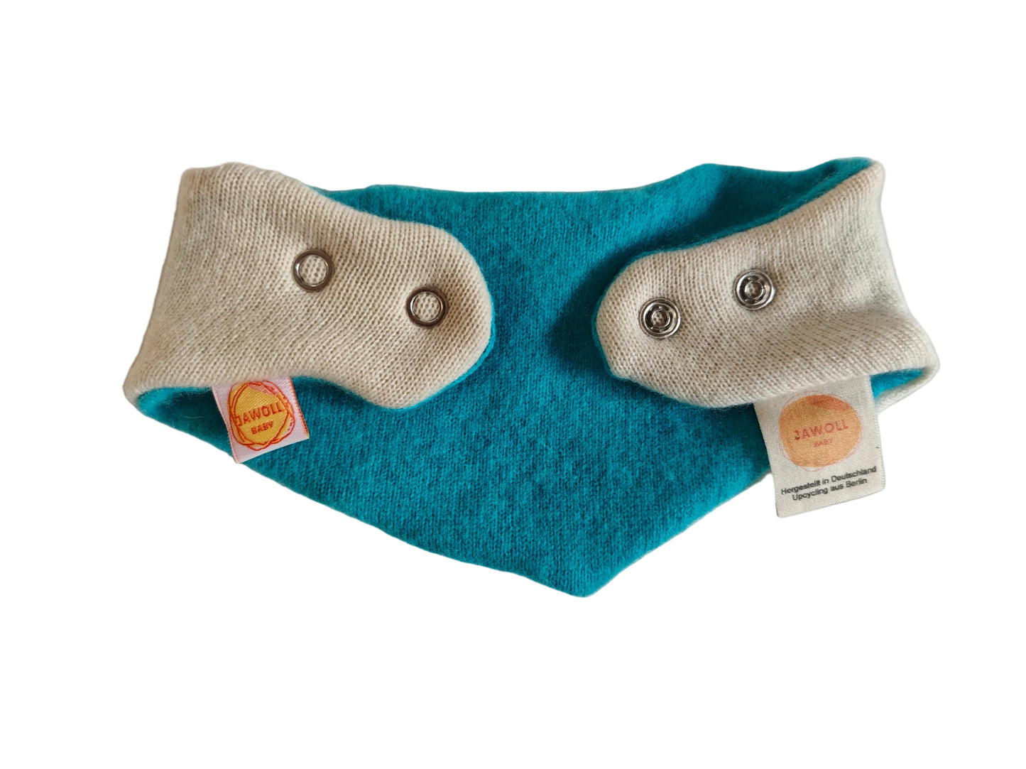 Triangle scarf, reversible, grows with your baby, made from upcycled silk &amp; cashmere in light blue and blue