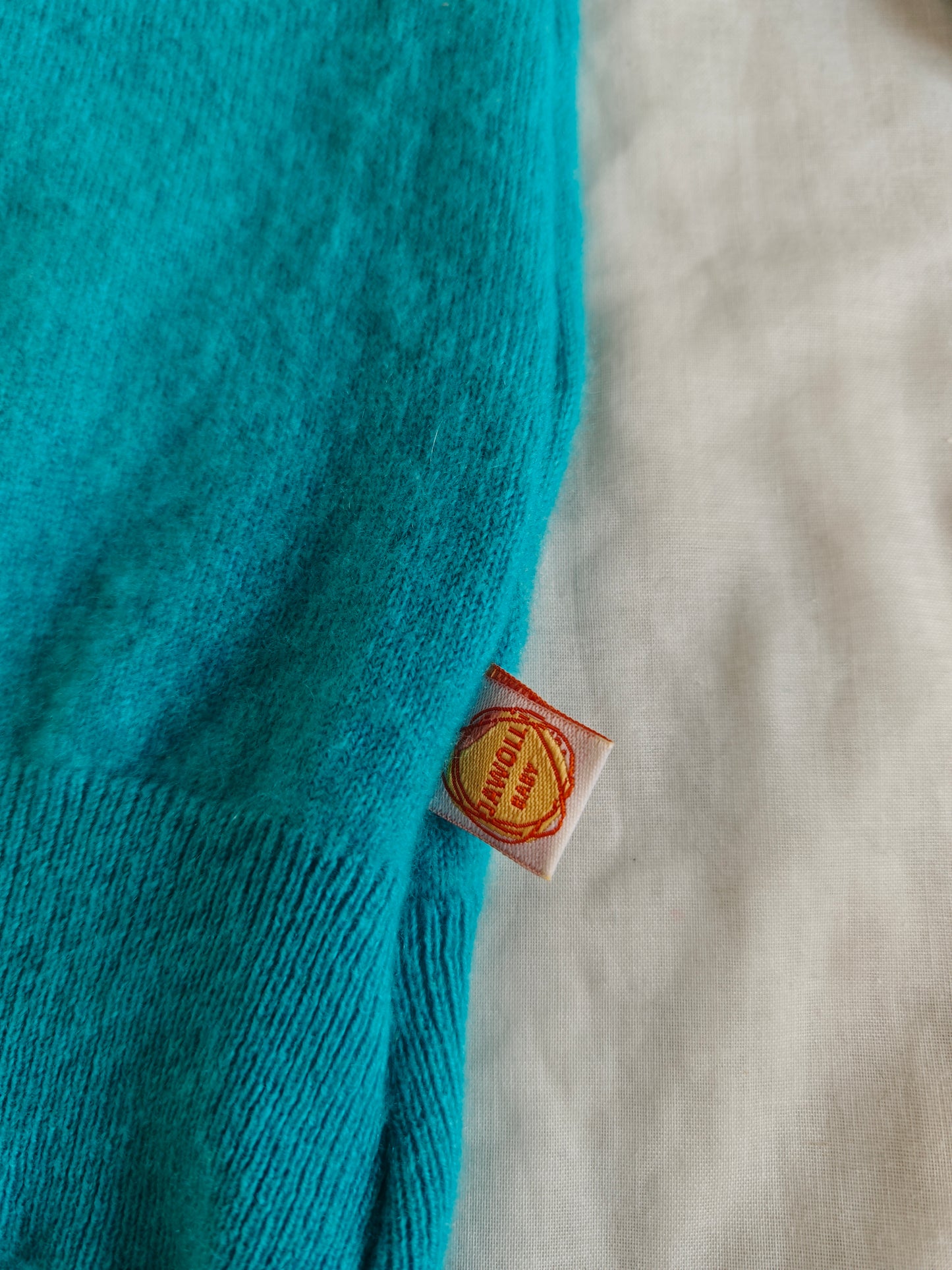 Pullover für Kleinkinder Kinder 110/116 aus 100% Upcycling Kaschmir in Türkis