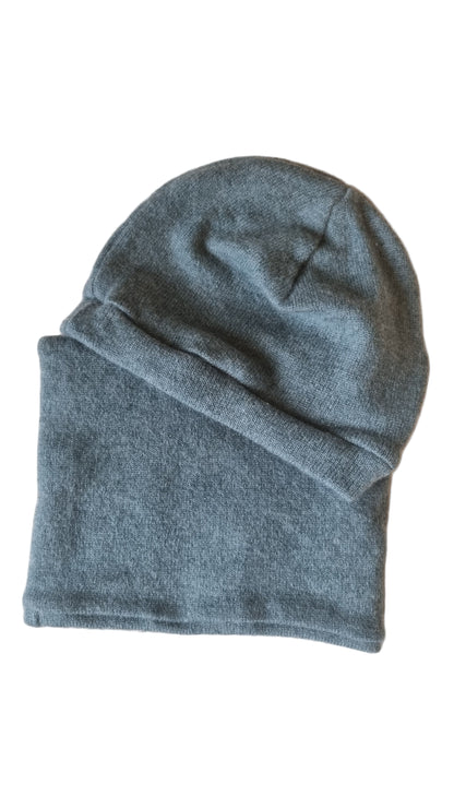 Set Loop & Mütze für Kleinkinder KU 46-48 aus Upcycling Kaschmir in Petrol