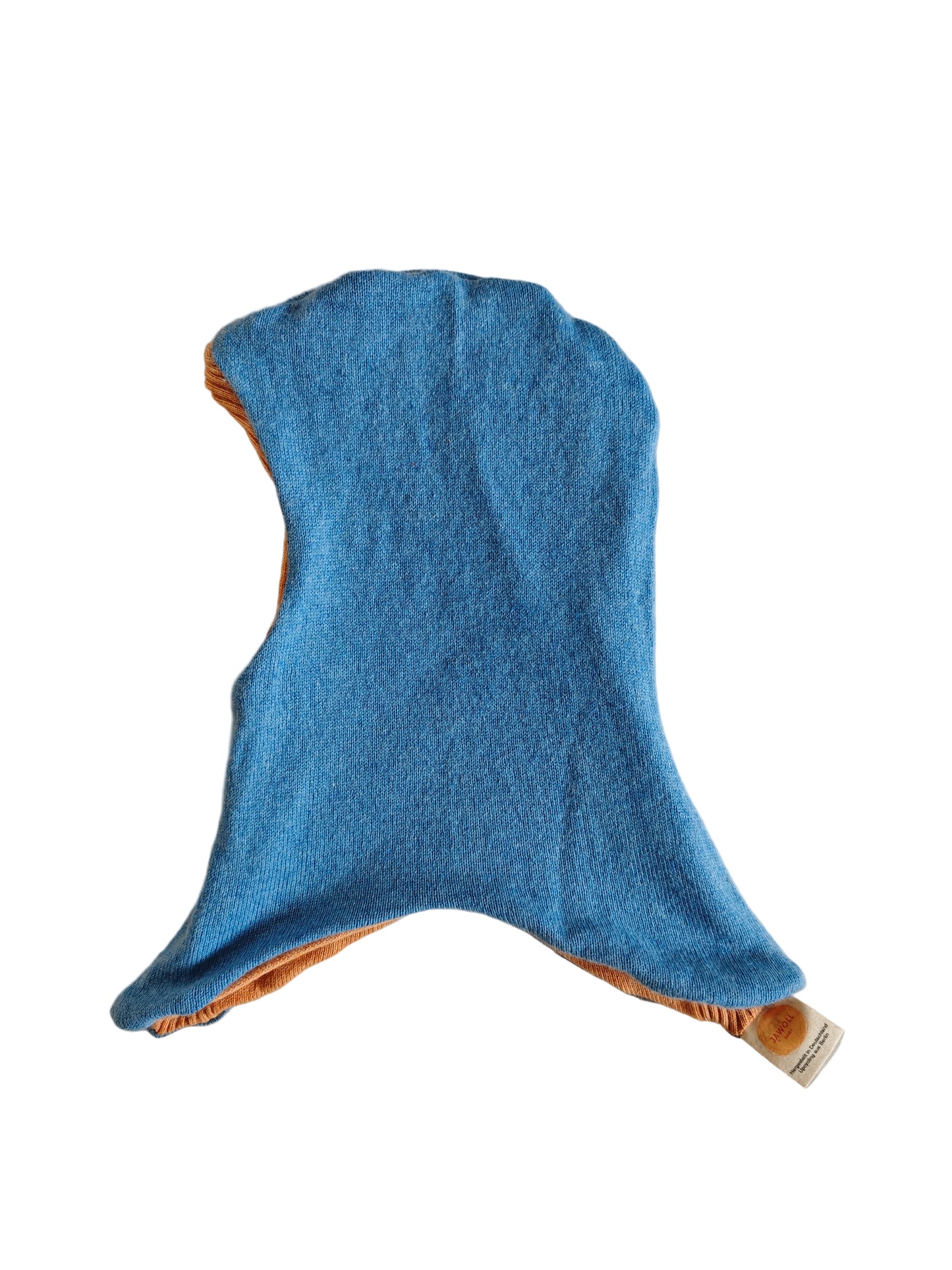 Wende-Schlupfmütze für Babys KU 43 - 48 aus Upcycling Seide & Kaschmir in Hellblau und Pfirsichorange