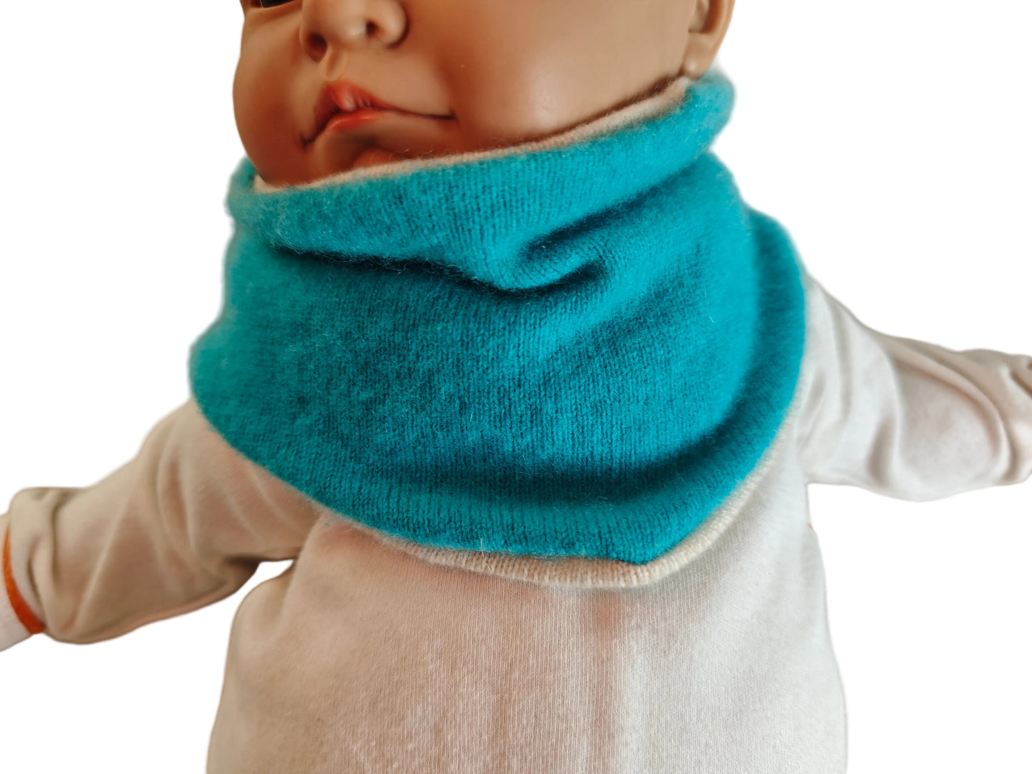Triangle scarf, reversible, grows with your baby, made from upcycled silk &amp; cashmere in light blue and blue
