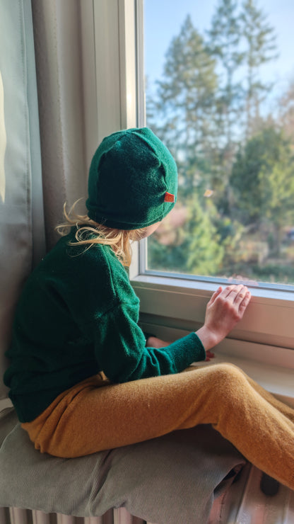 Pullover für Kleinkinder Kinder 110/116 aus 100% Upcycling Kaschmir in Smaragdgrün