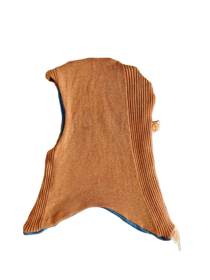 Wende-Schlupfmütze für Babys KU 43 - 48 aus Upcycling Seide & Kaschmir in Hellblau und Pfirsichorange