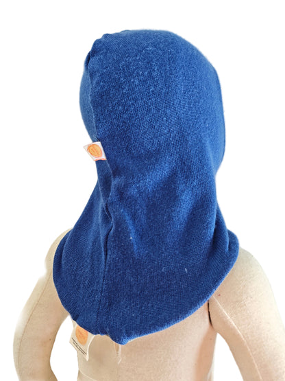 Wende-Schlupfmütze für Babys KU 43 - 48 aus Upcycling Seide & Kaschmir in Blau und Olivgrün