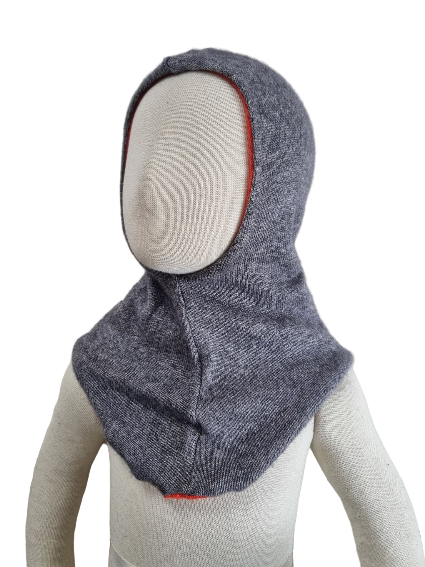 Wende-Schlupfmütze für Kleinkinder KU 49-51 aus Upcycling Seide & Kaschmir in Orange und Grau