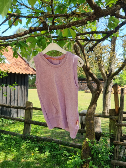 Oberteil Tanktop Pullunder Unterhemd 86/92 aus Upcycling-Seide-Mix in Pastell-Lila Flieder