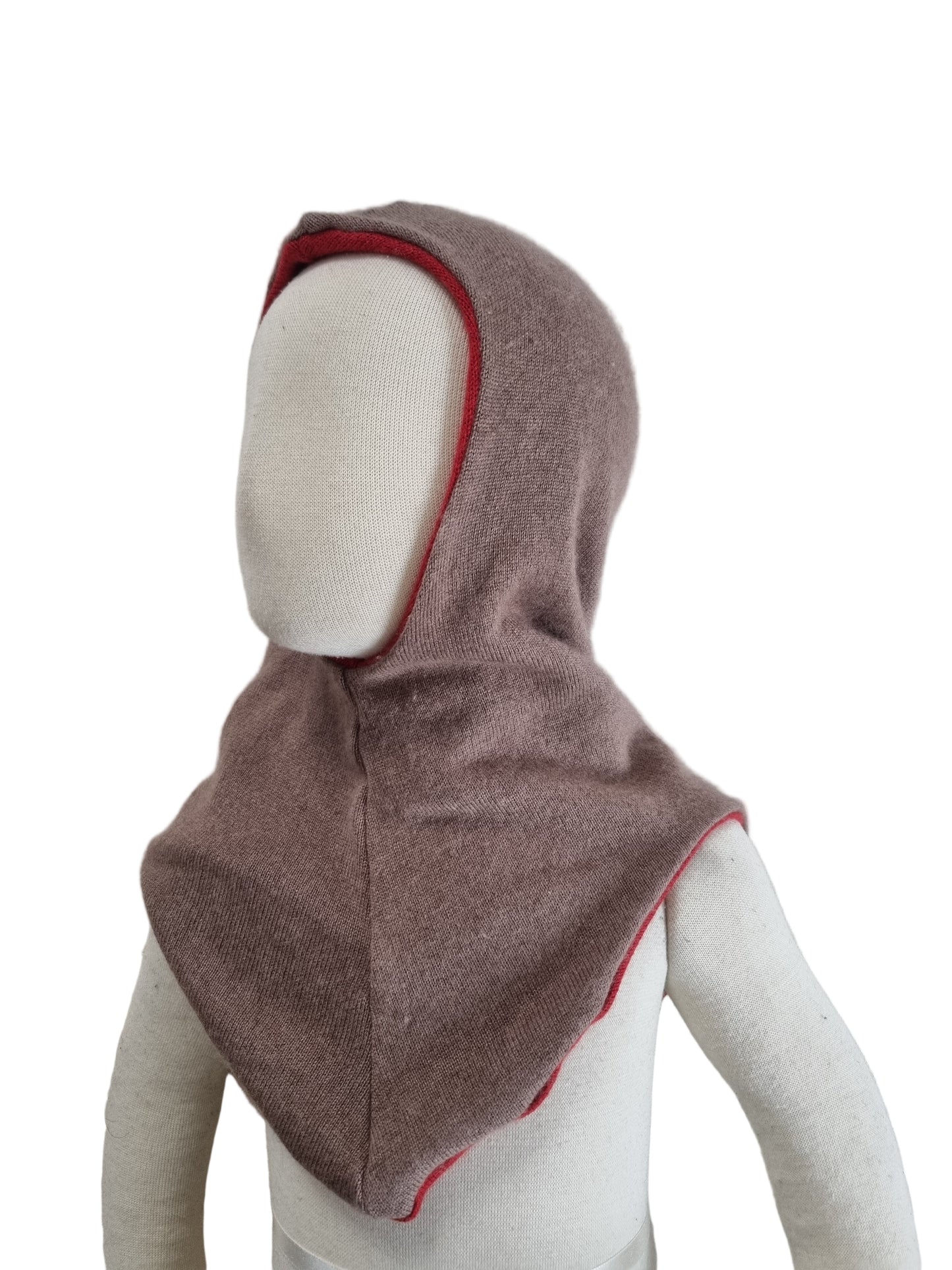 Reversible hat for toddlers KU 52 - 55 made from upcycled silk &amp; cashmere in red and dark grey