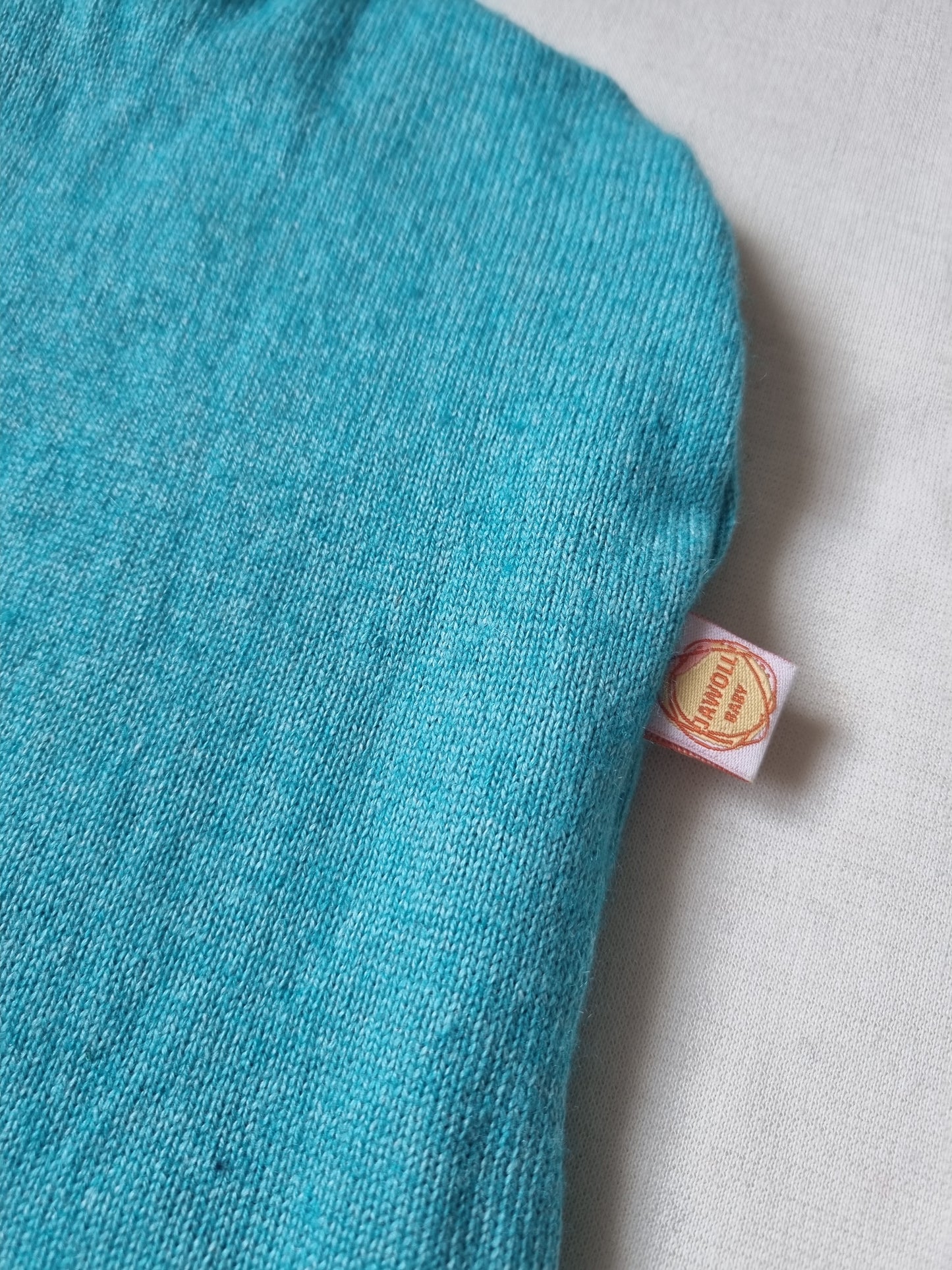 Wende-Schlupfmütze für Kleinkinder KU 49-51 aus Upcycling Seide & Kaschmir in Türkis und Dunkelblau