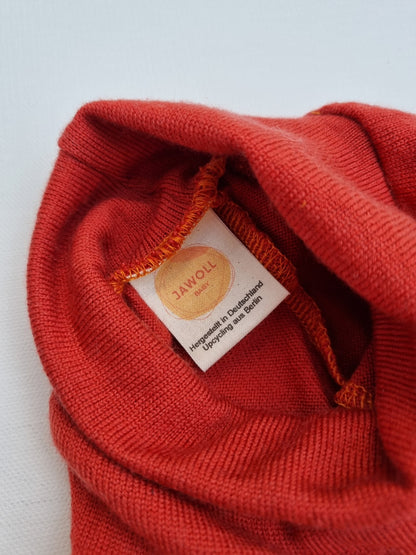 Mitwachs-Hose für Babys 50/56 aus Upcycling Merinowolle in Melonenrosa