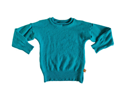 Pullover für Kleinkinder Kinder 110/116 aus 100% Upcycling Kaschmir in Türkis