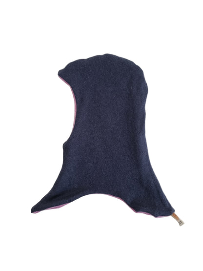 Wende-Schlupfmütze für Babys KU 43 - 48 aus Upcycling Seide & Kaschmir Rosa und Dunkelblau