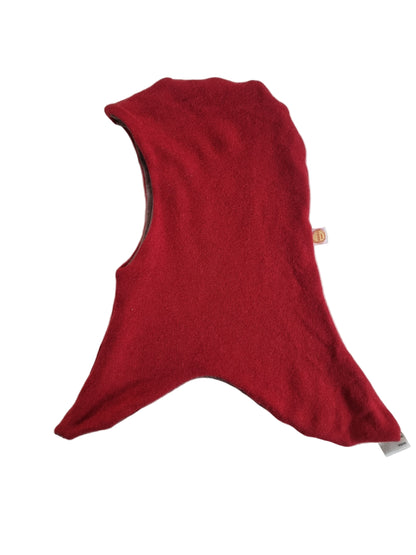 Reversible hat for toddlers KU 52 - 55 made from upcycled silk &amp; cashmere in red and dark grey