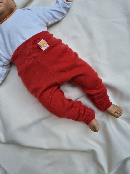 Mitwachs-Hose für Babys 50/56 aus Upcycling Merinowolle in Melonenrosa