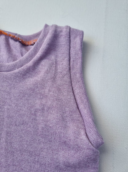 Oberteil Tanktop Pullunder Unterhemd 86/92 aus Upcycling-Seide-Mix in Pastell-Lila Flieder