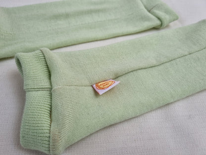 Babywearing leg warmers 0-6 months made from upcycled wool ochre yellow natural sun protection in summer for babies and toddlers