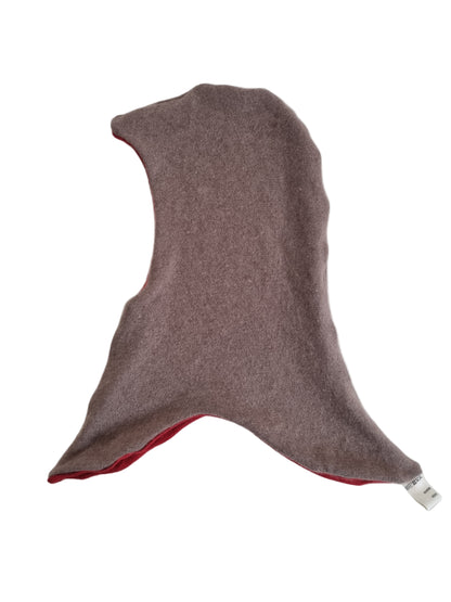Reversible hat for toddlers KU 52 - 55 made from upcycled silk &amp; cashmere in red and dark grey